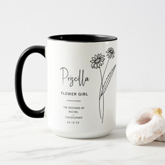 April Bloemenmeisje | Daisy Birth Flower Mok (Met donut)