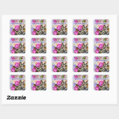 April Bouquet Birthday Greeting Vierkante Sticker (Vel)
