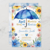 April Buien Brengen Mei Bloemen Blauwe Paraplu Kaart (Voorkant / Achterkant)