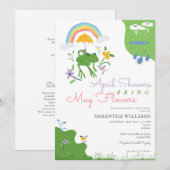 April Buien Brengen Mei Bloemen Kikker Baby Shower Kaart (Voorkant / Achterkant)