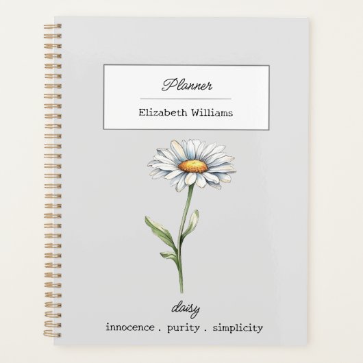 APRIL DAISY GEBOORTEBLOEM GEPERSONALISEERD PLANNER (Voorkant)