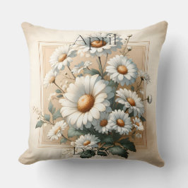 April Daisy Vintage Verjaardag Florale Worp Kussen