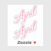 April Decoratieve Naam in Roze x2 Sticker (Vel)