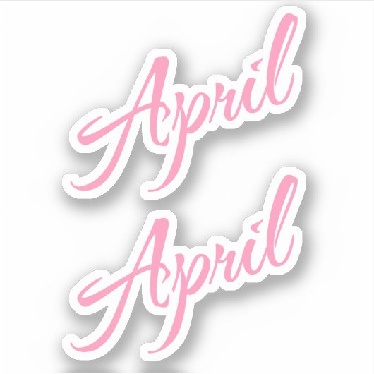 April Decoratieve Naam in Roze x2 Sticker (Voorkant)