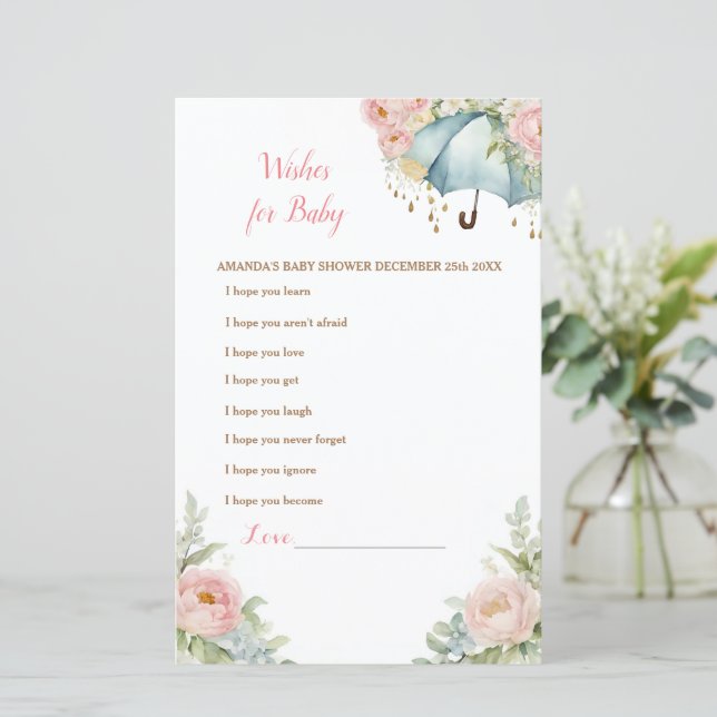 April Douche Paraplu Wensen voor Baby (Staand voorkant)