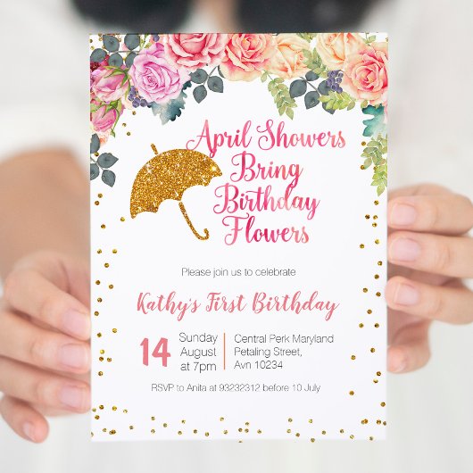 April douches brengen verjaardagsbloemen kaart