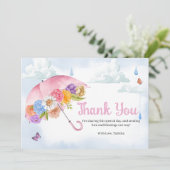 April Douches Bring May Flowers Baby shower Bedankkaart (Staand voorkant)