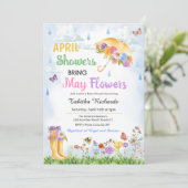 April Douches Bring May Flowers Spring Baby shower Kaart (Staand voorkant)