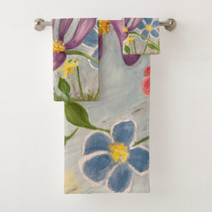 April Douches. Kleurrijke, Abstracte bloem Bad Handdoek