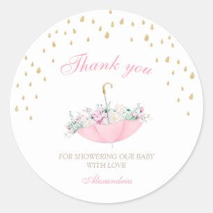 April Douches kunnen paraplu bloemenpracht Baby sh Ronde Sticker