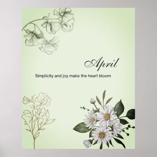 April Eenvoudige Bloemenprint Poster (Voorkant)