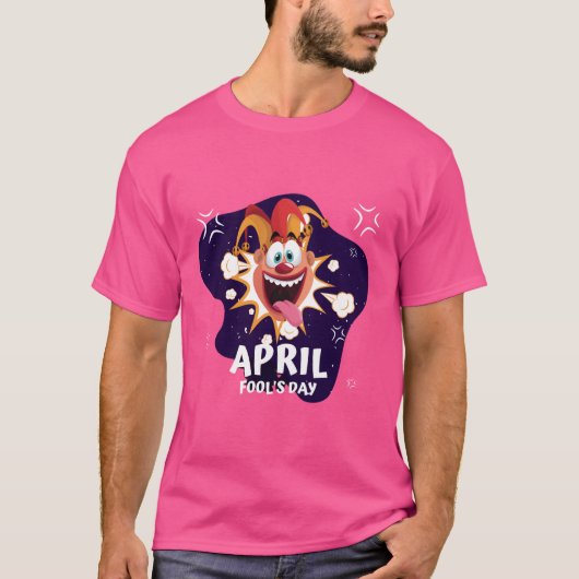 April Fool's Day Clown - Funny Pink T-Shirt (Devant)
