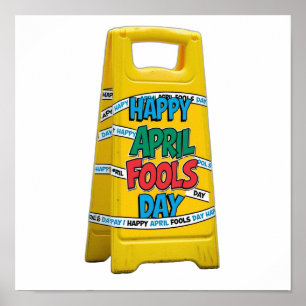 April fools day geel plastic teken poster