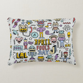 April fools day grappige doodle kleurrijke set 1.  accent kussen
