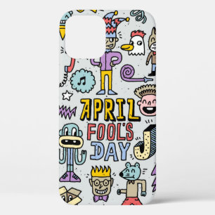 April fools day grappige doodle kleurrijke set 1.  iPhone 12 hoesje