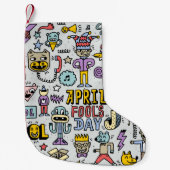 April fools day grappige doodle kleurrijke set 1.  kleine kerstsok (Voorkant)