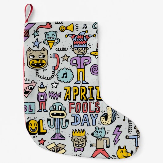 April fools day grappige doodle kleurrijke set 1. kleine kerstsok (Voorkant)