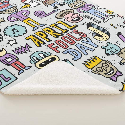 April fools day grappige doodle kleurrijke set 1.  sherpa deken (3/4)
