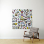 April fools day grappige doodle kleurrijke set 1. wandkleed (In situ)