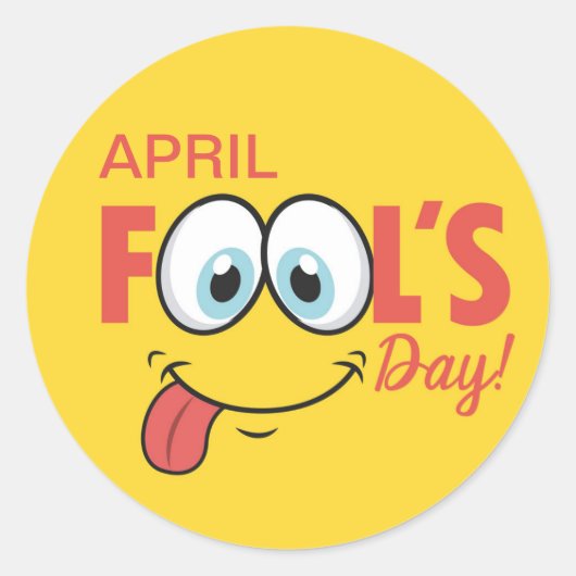 April Fool's Day Happy Funny Face | FEESTDAGEN Ronde Sticker (Voorkant)