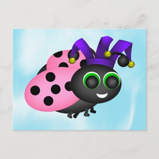 April Fools Day Ladybug Jester Briefkaart (Voorkant)