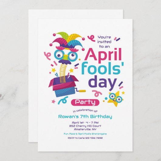 April Fool's Day Party Kaart (Voorkant / Achterkant)