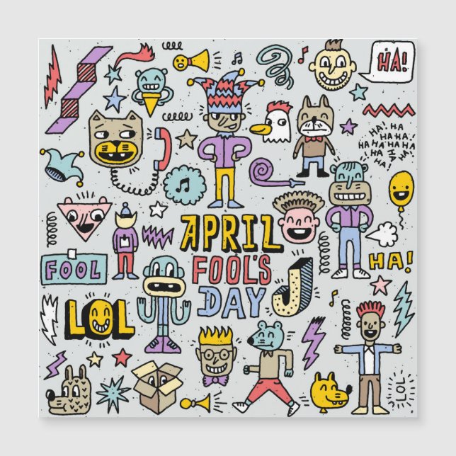 April Fools: kleurrijke doedelset. (Voorkant)