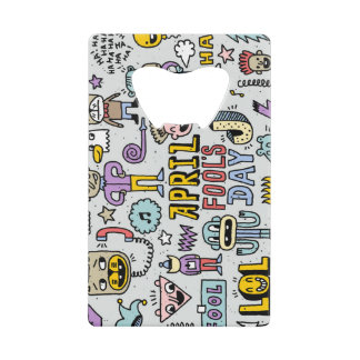 April Fools: kleurrijke doedelset. Kredietkaart Flessenopener