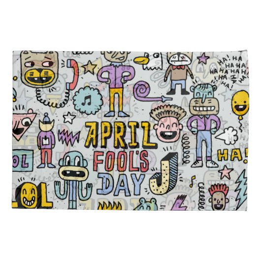 April Fools: kleurrijke doedelset. Kussensloop (Achterkant)