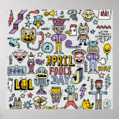 April Fools: kleurrijke doedelset. Poster (Voorkant)
