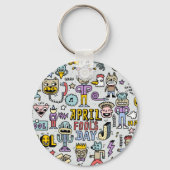 April Fools: kleurrijke doedelset. Sleutelhanger (Achterkant)