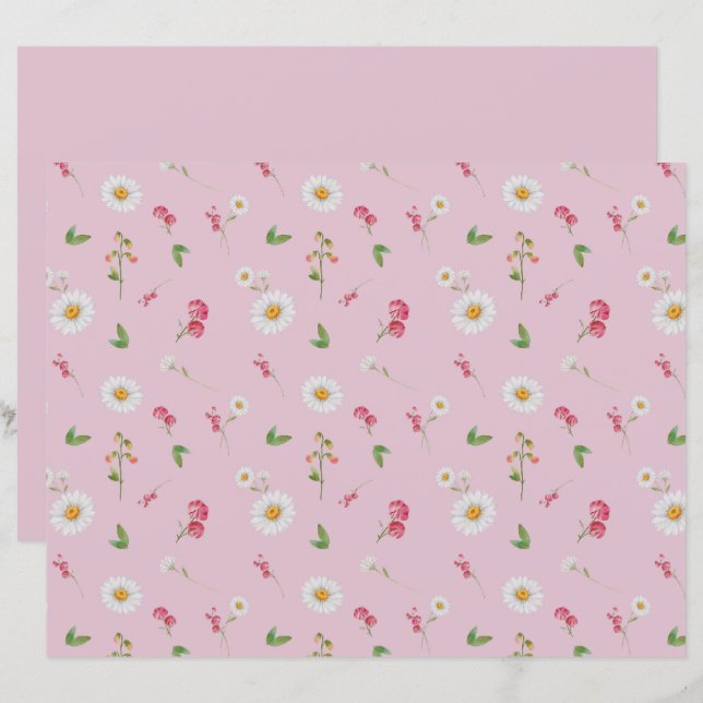 April Geboorte Bloem Daisy Sweet Pea Scrapbook Pap (Voorkant / Achterkant)
