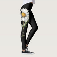 April geboortebloem, witte margriet op zwart