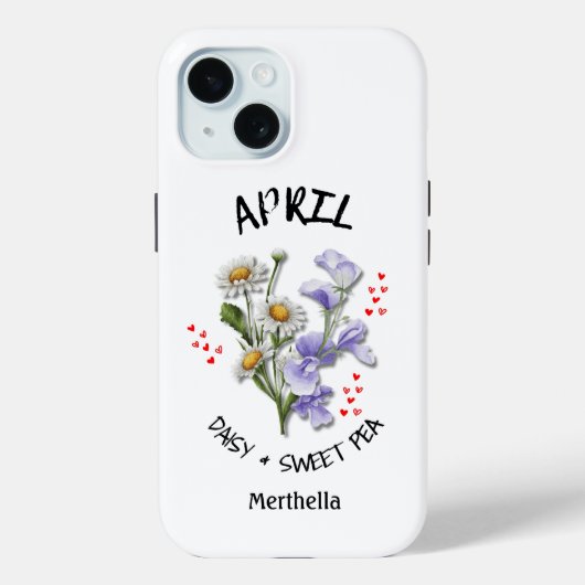 APRIL Geboortemaand Bloem Aangepaste naam Case-Mate iPhone Case (Achterkant)