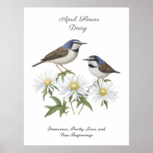 April Geboortemaand Bloem Daisy gekoesterde verjaa Poster