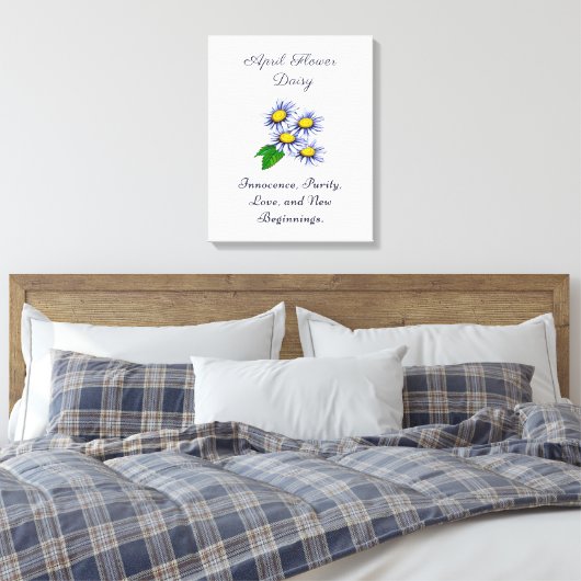 April Geboortemaand Bloem Daisy Vers en Eenvoudig Canvas Afdruk (Insitu (Slaapkamer))