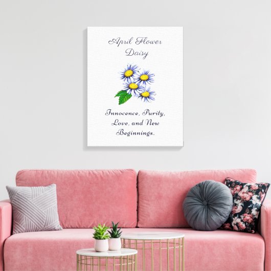 April Geboortemaand Bloem Daisy Vers en Eenvoudig Canvas Afdruk (Insitu (Woonkamer))