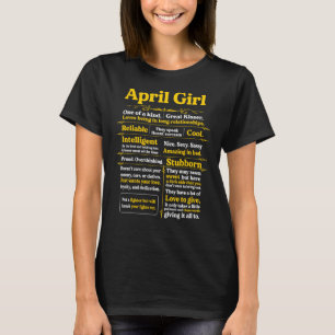 April Girl Birthday Girls voor vrouwen T-shirt