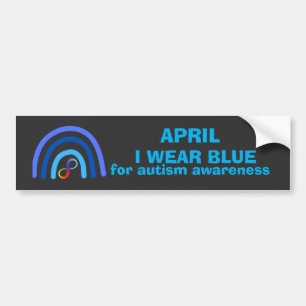 April Ik draag blauw voor maand van autisme Bumpersticker