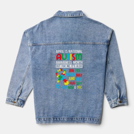 April is de nationale maand van Autism Bewustheid Denim Jacket (Achterkant)