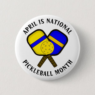 April is Nationale Pickleball-maand Ronde Button 5,7 Cm