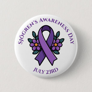 April is Sjögren's bewustheidsdag   Paarse lint Ronde Button 5,7 Cm
