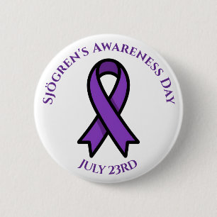 April is Sjögren's bewustheidsdag   Paarse lint Ronde Button 5,7 Cm