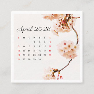 April Kalender 2026 Vierkante Visitekaartje