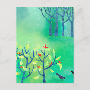 April Modern Green Landscape Natuur Painting Briefkaart