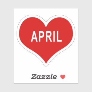 APRIL Red Love Heart Vinyl Sticker