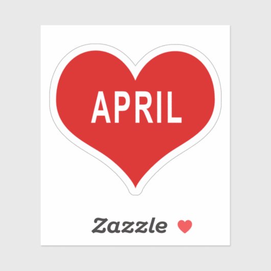 APRIL Red Love Heart Vinyl Sticker (Feuille)