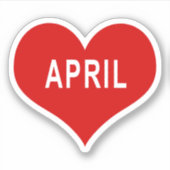 APRIL Red Love Heart Vinyl Sticker (Devant)