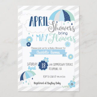 April Showers Baby shower Uitnodiging