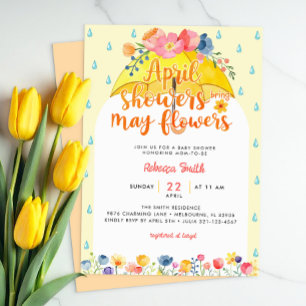 April Showers brengen May Flowers Baby shower Invi Kaart